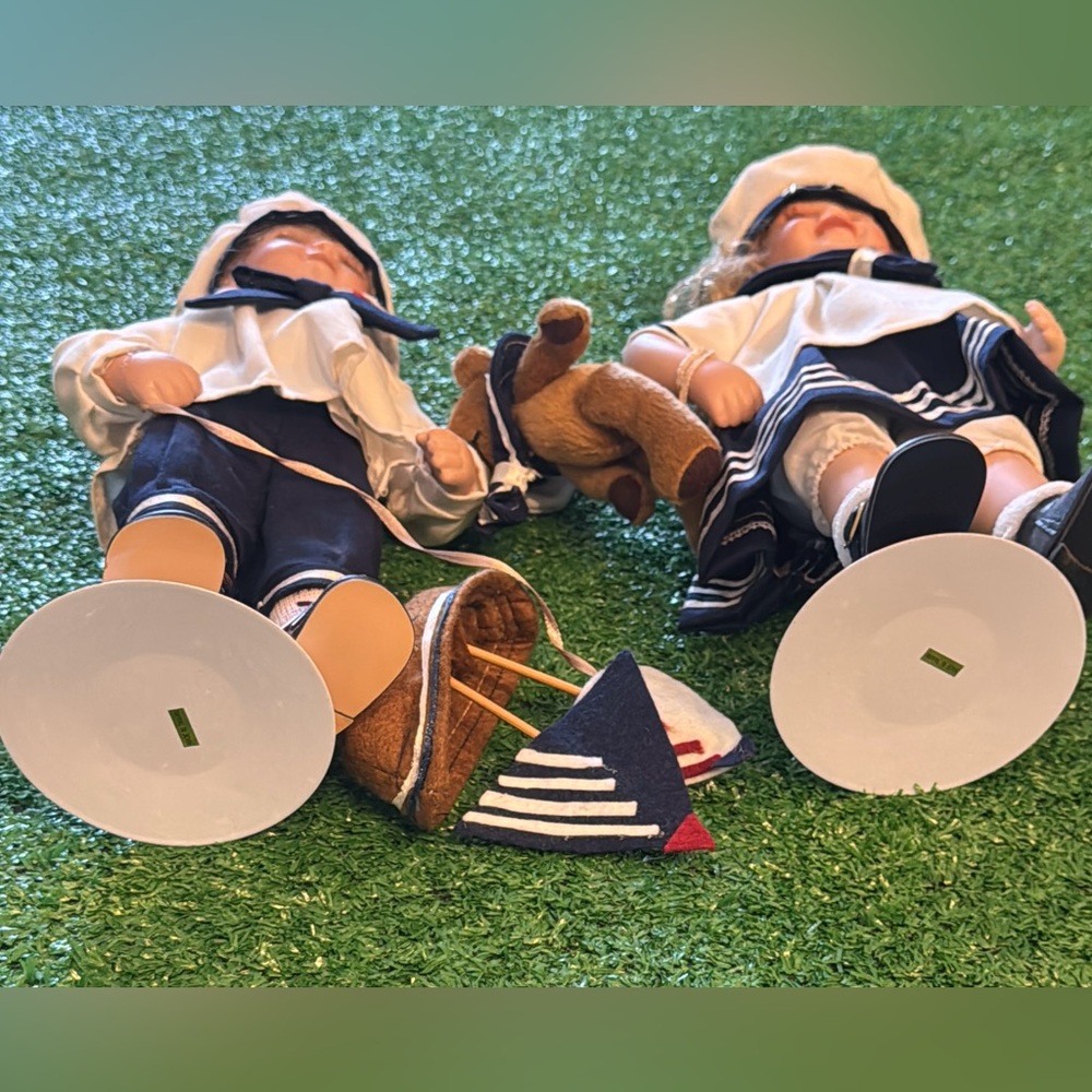Nautical Sailor Doll Pair in Navy and White - Picture 6 of 10